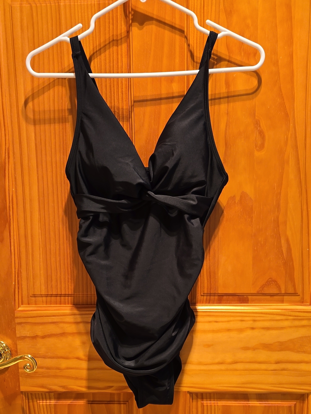 Classic Black Twist-Front One-Piece Bodysuit